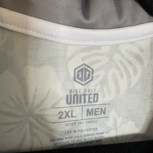 Disc Golf Unlimited Luau Mens Hawaiian Polo Grey - Picture 7 of 8